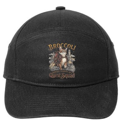 Quest Squad Broccoli Funny Cat Meme Cat Lover Bookworms 7-Panel Snapback Hat