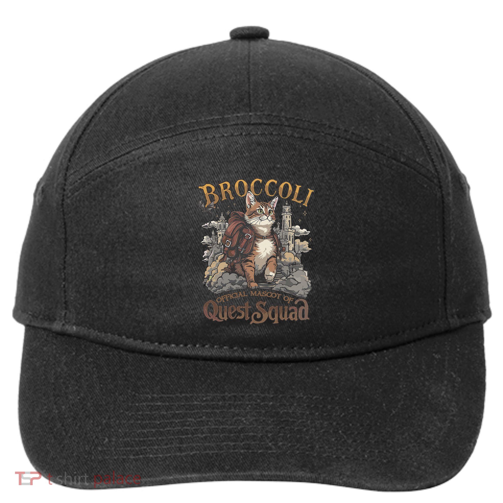 Quest Squad Broccoli Funny Cat Meme Cat Lover Bookworms 7-Panel Snapback Hat