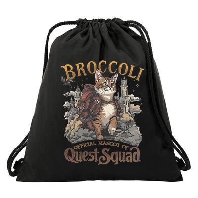 Quest Squad Broccoli Funny Cat Meme Cat Lover Bookworms Drawstring Bag