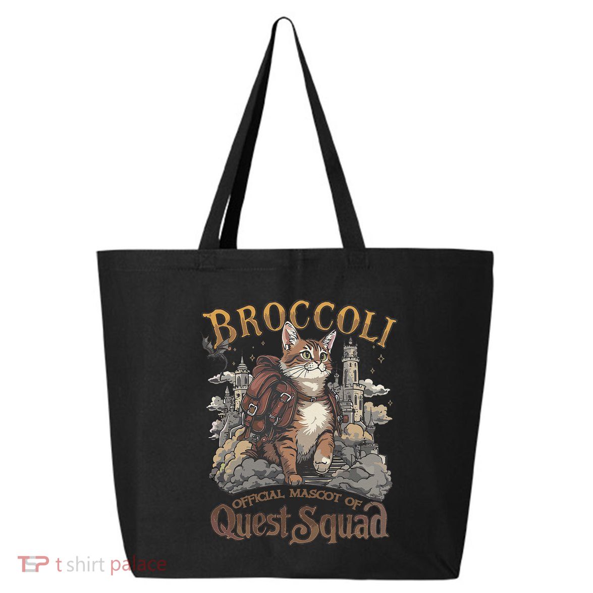 Quest Squad Broccoli Funny Cat Meme Cat Lover Bookworms 25L Jumbo Tote