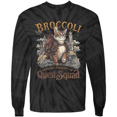 Quest Squad Broccoli Funny Cat Meme Cat Lover Bookworms Tie-Dye Long Sleeve Shirt