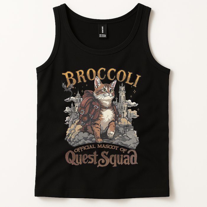 Quest Squad Broccoli Funny Cat Meme Cat Lover Bookworms Tank Top