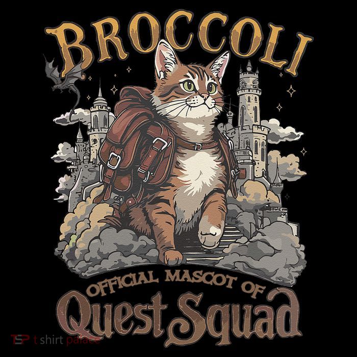 Quest Squad Broccoli Funny Cat Meme Cat Lover Bookworms Toddler T-Shirt