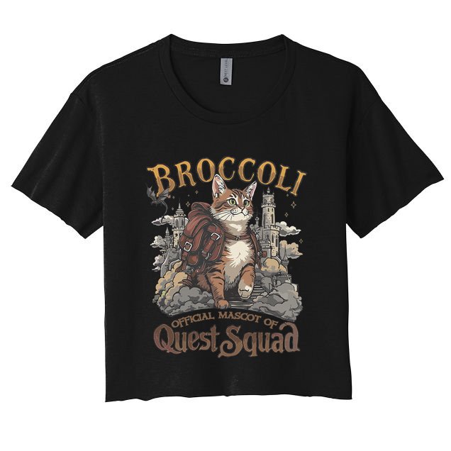 Quest Squad Broccoli Funny Cat Meme Cat Lover Bookworms Crop Top