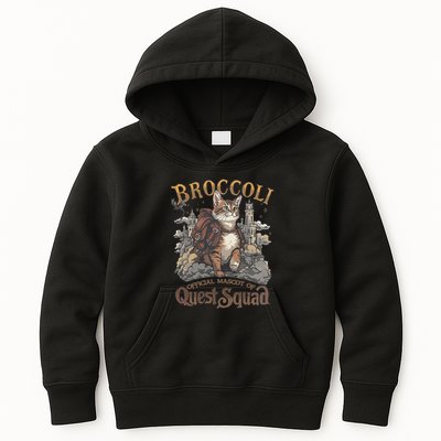 Quest Squad Broccoli Funny Cat Meme Cat Lover Bookworms Kids Hoodie