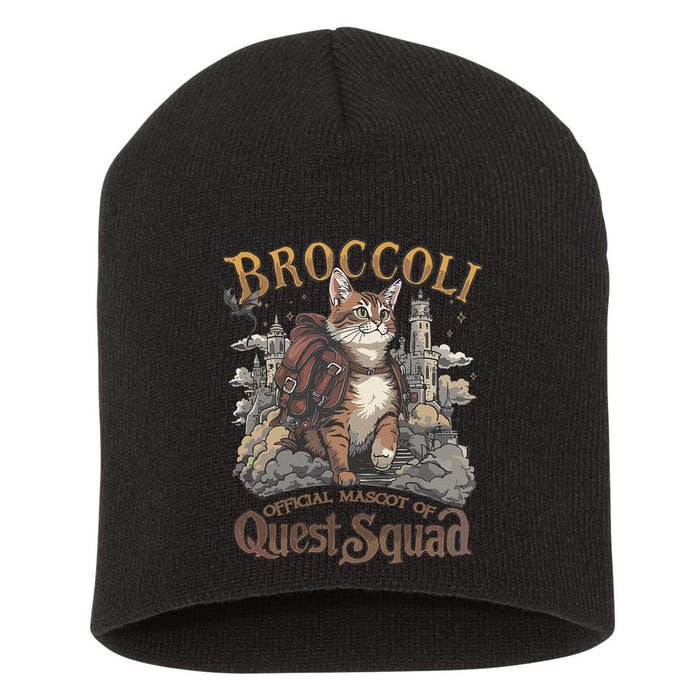 Quest Squad Broccoli Funny Cat Meme Cat Lover Bookworms Short Acrylic Beanie