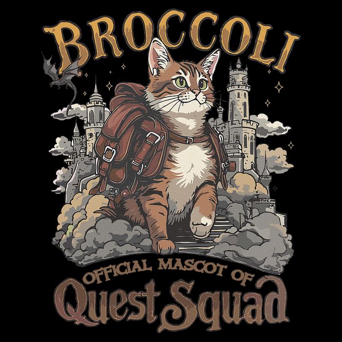 Quest Squad Broccoli Funny Cat Meme Cat Lover Bookworms Short Acrylic Beanie