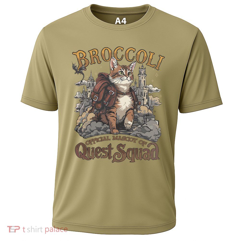 Quest Squad Broccoli Funny Cat Meme Cat Lover Bookworms Performance Shirt