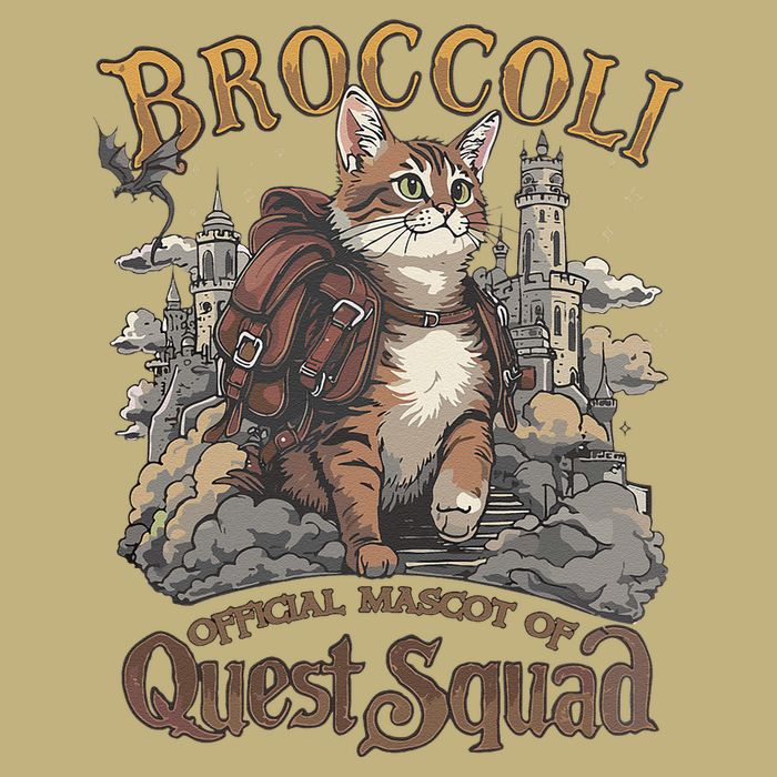 Quest Squad Broccoli Funny Cat Meme Cat Lover Bookworms Long Sleeve Shirt