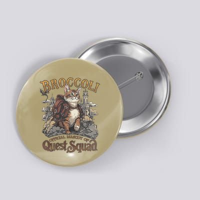 Quest Squad Broccoli Funny Cat Meme Cat Lover Bookworms Button