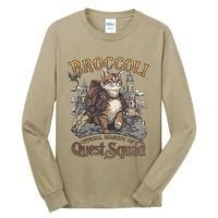Quest Squad Broccoli Funny Cat Meme Cat Lover Bookworms Tall Long Sleeve T-Shirt