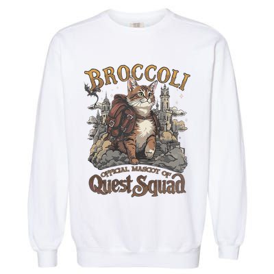 Quest Squad Broccoli Funny Cat Meme Cat Lover Bookworms Garment-Dyed Sweatshirt