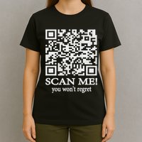 Qr Scan Code Adult Sarcasm Humor F.Ck You Fu Back Print T-Shirt