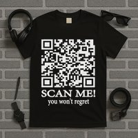 Qr Scan Code Adult Sarcasm Humor F.Ck You Fu Back Print T-Shirt
