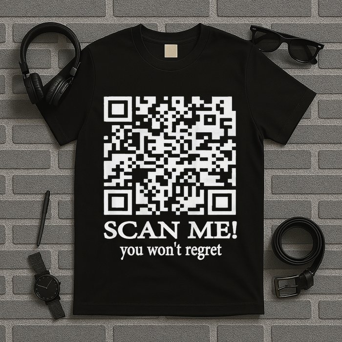 Qr Scan Code Adult Sarcasm Humor F.Ck You Fu Back Print T-Shirt