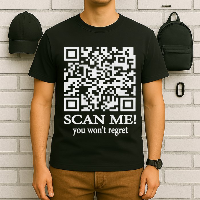 Qr Scan Code Adult Sarcasm Humor F.Ck You Fu Back Print T-Shirt
