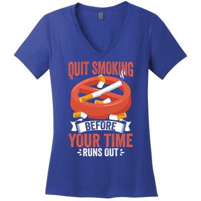 Quit Smoking Cute Gift No Tobacco Day Anti Cigarettes Anti Smoking Gift Women's V-Neck T-Shirt