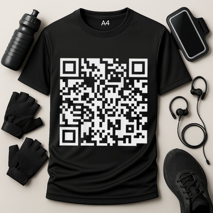 Qr Scan Code Adult Sarcasm Humor F Ck You Fu Back Print Pull Cooling Performance Crew T-Shirt