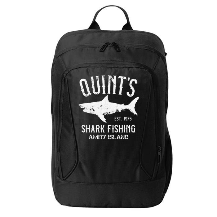 Quints Shark Fishing Charters Amity Island 1975 City Backpack