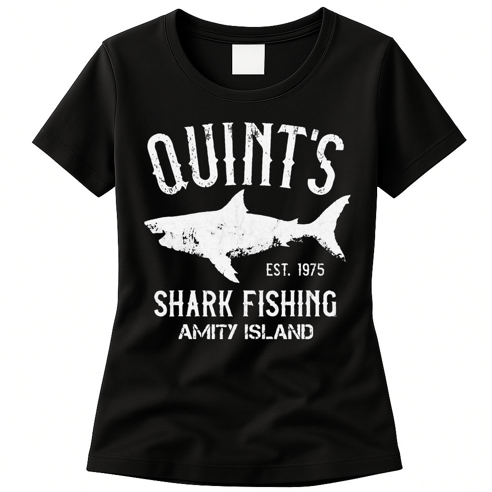 Quints Shark Fishing Charters Amity Island 1975 Womens T-Shirt