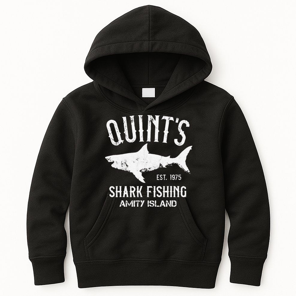 Quints Shark Fishing Charters Amity Island 1975 Kids Hoodie