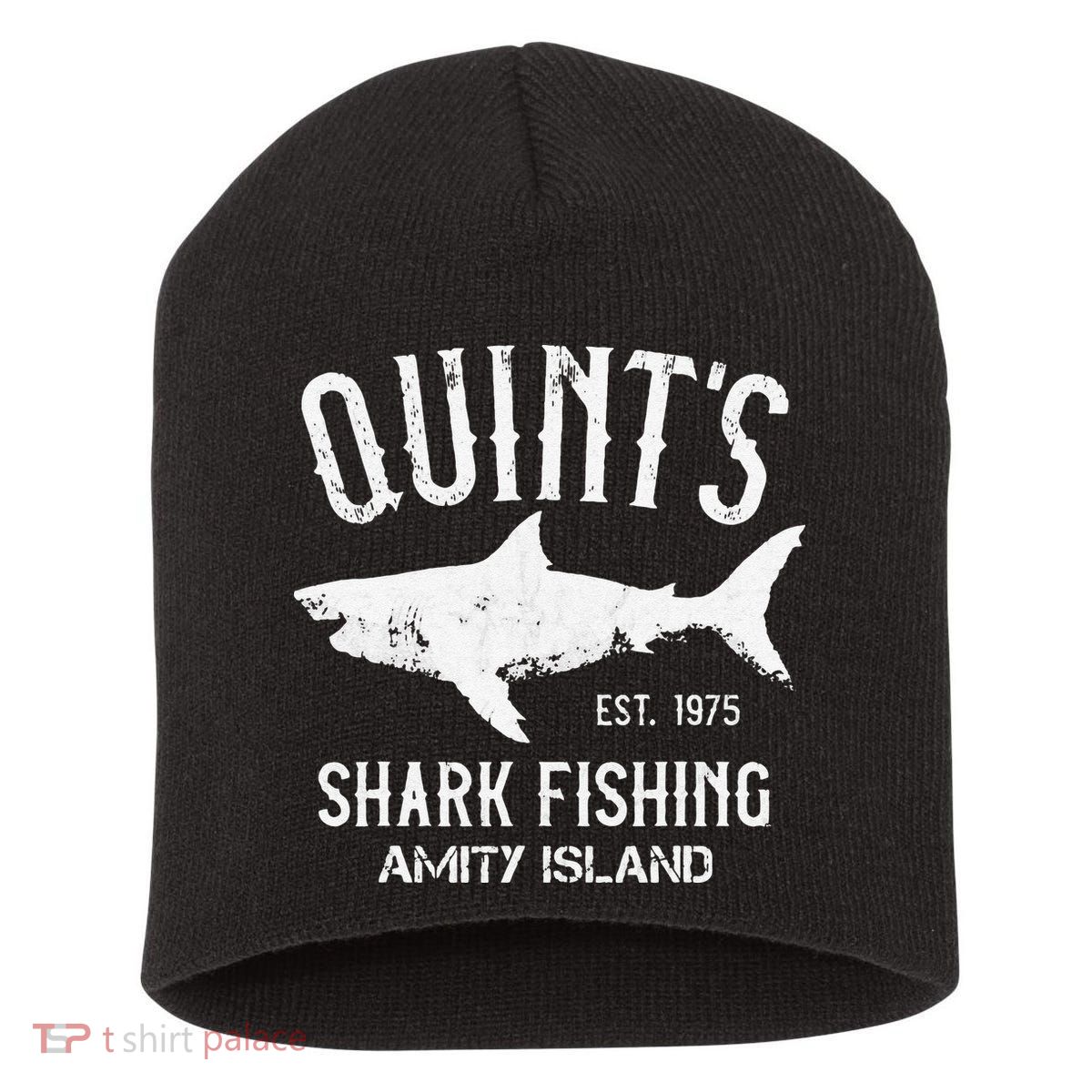 Quints Shark Fishing Charters Amity Island 1975 Short Acrylic Beanie