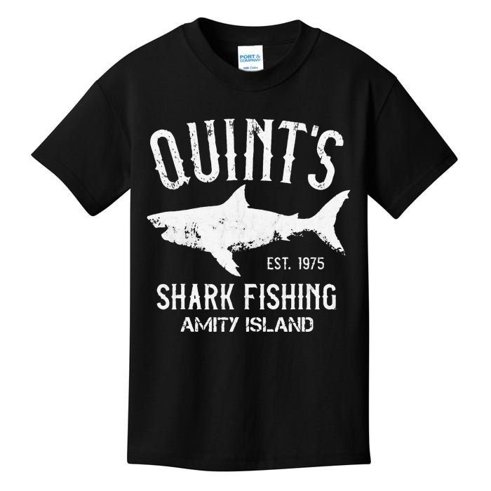 Quints Shark Fishing Charters Amity Island 1975 Kids T-Shirt