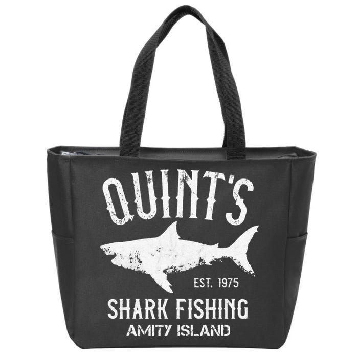 Quints Shark Fishing Charters Amity Island 1975 Zip Tote Bag