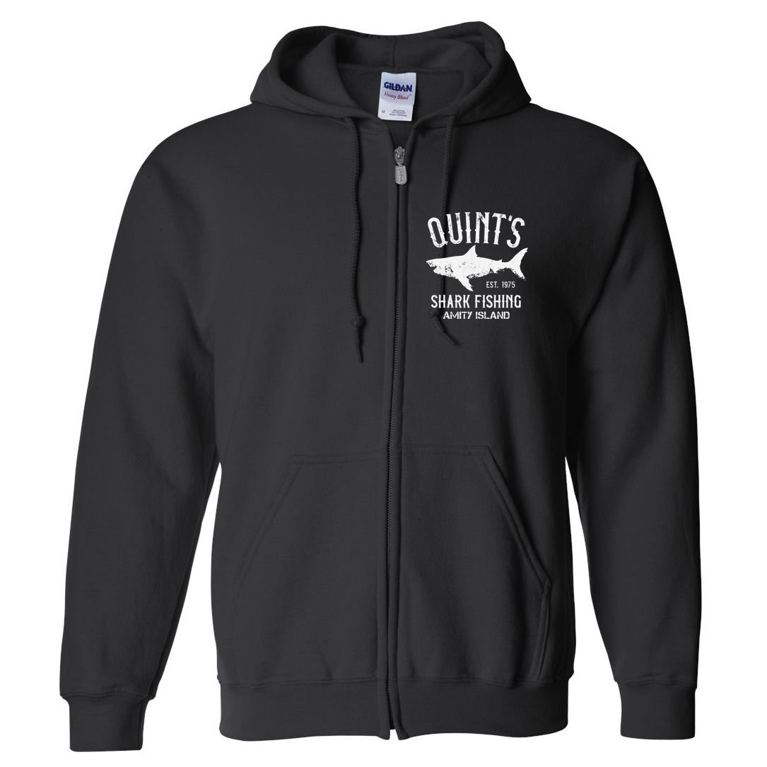 Quints Shark Fishing Charters Amity Island 1975 Full Zip Hoodie
