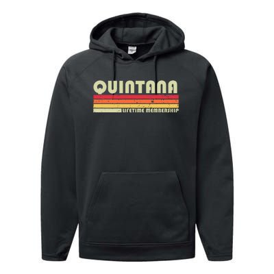 Quintana Surname Funny Retro Vintage 90s Birthday Reunion Performance Fleece Hoodie