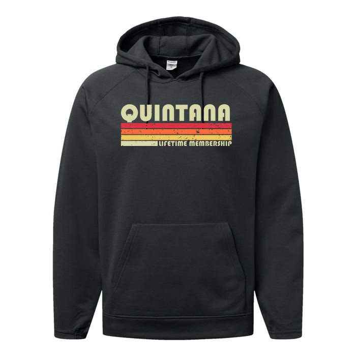 Quintana Surname Funny Retro Vintage 90s Birthday Reunion Performance Fleece Hoodie