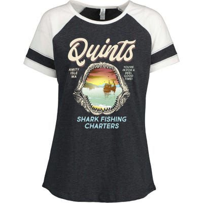 Quints Shark Fishing Charters Enza Ladies Jersey Colorblock Tee