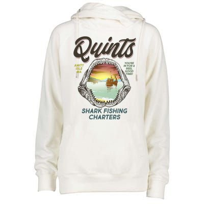 Quints Shark Fishing Charters Womens Funnel Neck Pullover Hood