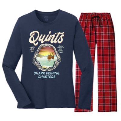 Quints Shark Fishing Charters Women's Long Sleeve Flannel Pajama Set 