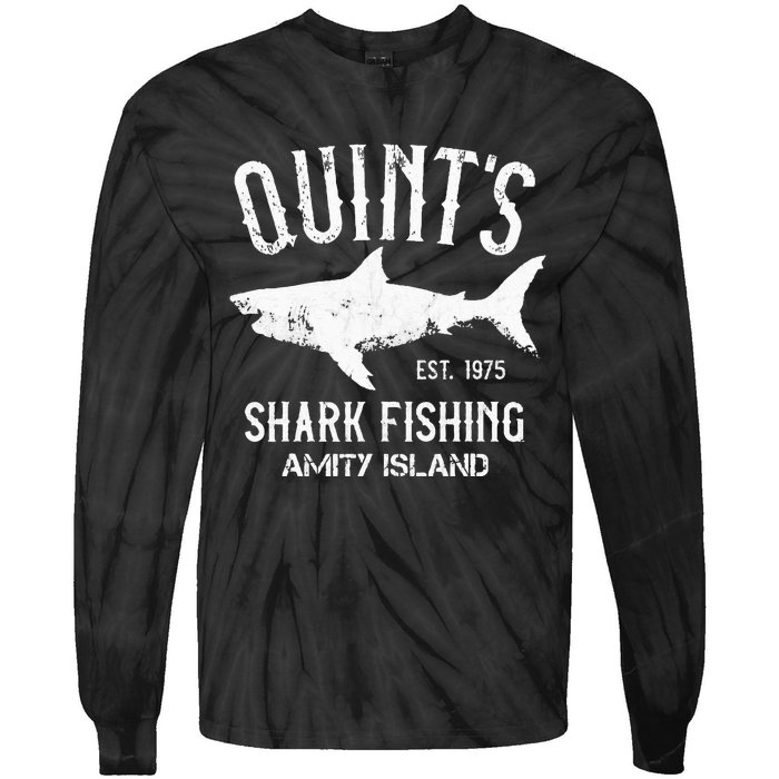 Quints Shark Fishing Charters Amity Island 1975 Tie-Dye Long Sleeve Shirt