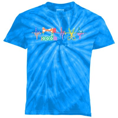 Quilter Sewing Heartbeat For Quilting Lover Mm Cool Gift Kids Tie-Dye T-Shirt