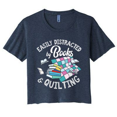 Quilting Shirts Knitting Lover Gift Sewing Tee Book Lover Women's Crop Top Tee