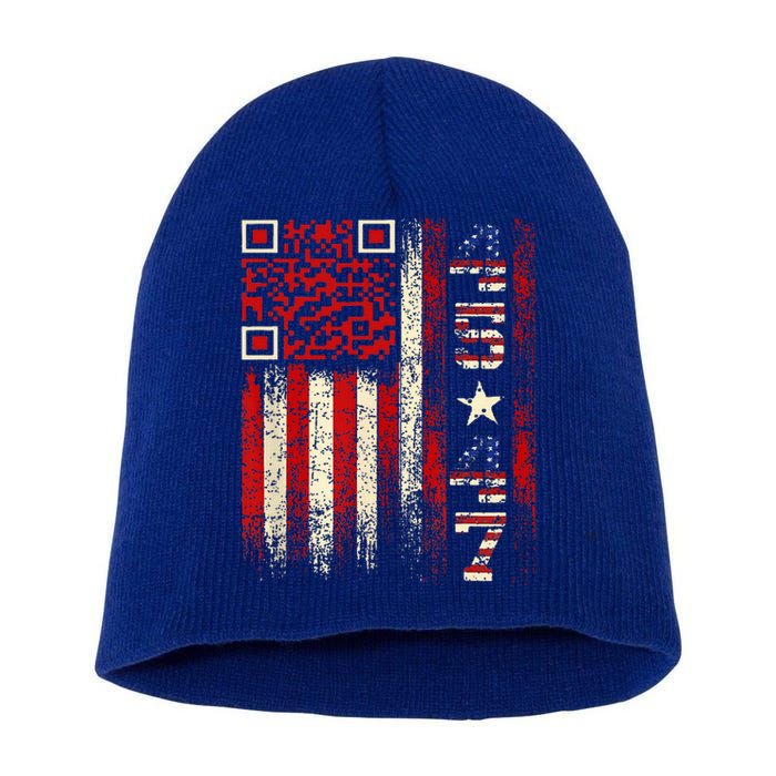 Qr Scan Me President Trump 4547 Trump Dancing Code Short Acrylic Beanie