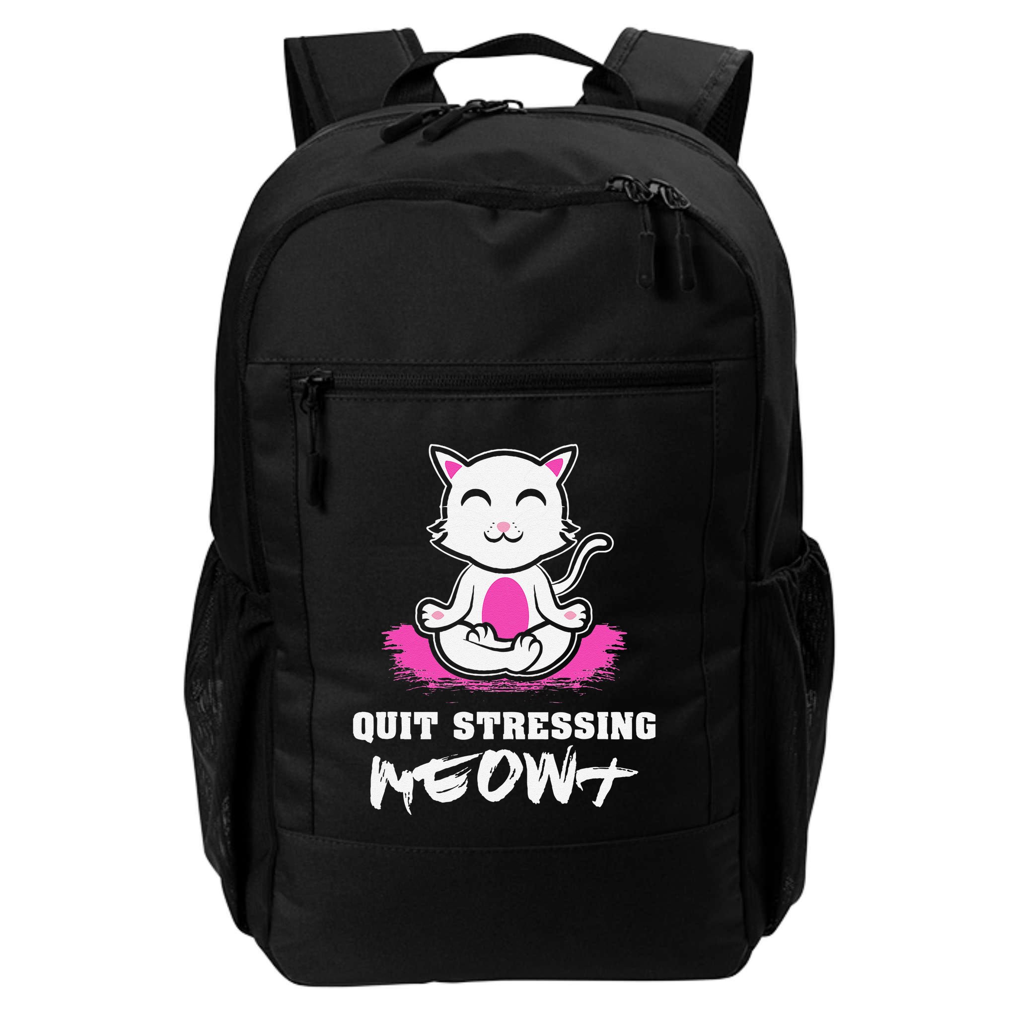 Quit Stressing Meowt Funny Meditation Lotus Seat Cat Yoga Backpack