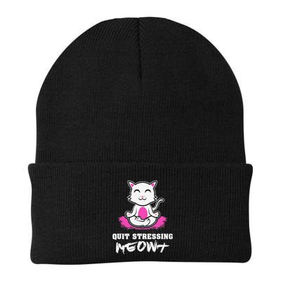Quit Stressing Meowt Funny Meditation Lotus Seat Cat Yoga Beanie