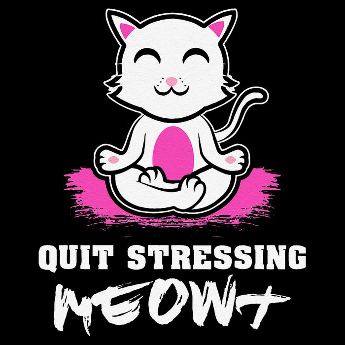Quit Stressing Meowt Funny Meditation Lotus Seat Cat Yoga Drawstring Bag