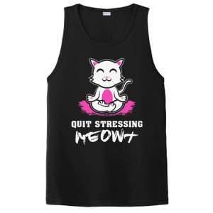 Quit Stressing Meowt Funny Meditation Lotus Seat Cat Yoga PosiCharge Competitor Tank