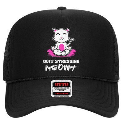 Quit Stressing Meowt Funny Meditation Lotus Seat Cat Yoga Trucker Hat