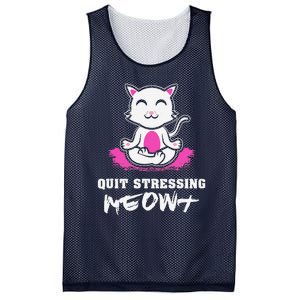 Quit Stressing Meowt Funny Meditation Lotus Seat Cat Yoga Mesh Reversible Basketball Jersey Tank