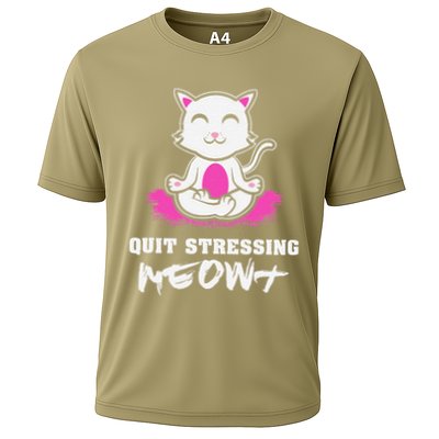 Quit Stressing Meowt Funny Meditation Lotus Seat Cat Yoga Performance Shirt