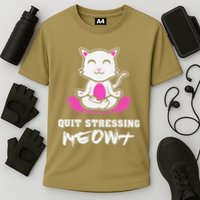 Quit Stressing Meowt Funny Meditation Lotus Seat Cat Yoga Cooling Performance Crew T-Shirt