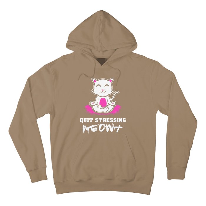 Quit Stressing Meowt Funny Meditation Lotus Seat Cat Yoga Hoodie