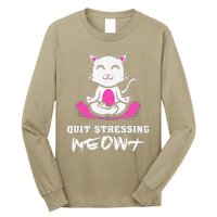 Quit Stressing Meowt Funny Meditation Lotus Seat Cat Yoga Long Sleeve Shirt