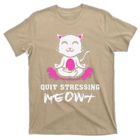 Quit Stressing Meowt Funny Meditation Lotus Seat Cat Yoga T-Shirt