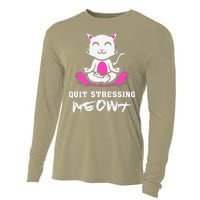 Quit Stressing Meowt Funny Meditation Lotus Seat Cat Yoga Cooling Performance Long Sleeve Crew